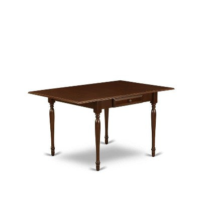 5-Piece Mahogany Finish Solid Wood Top - Rectangular Upholstered Dining Room Set - Seats 4