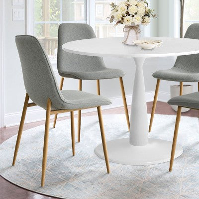 5-Piece Small Dining Table Set for 4, Round Dining Room Set With 4 Upholstered Chairs Oak Legs for Apartment, Indoor Furniture - Panipeachy