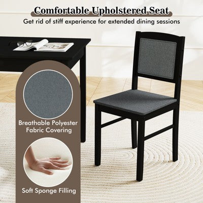 Costway 5 PCS Dining Table Set for 4 w/Rubber Wood Legs Upholstered Seat Padded Backrest