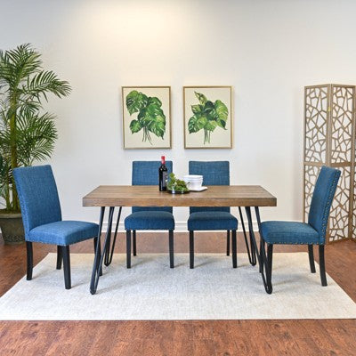 Amisos 7-Piece Dining Set, Hairpin Dining Table with 6 Chairs, 3 Color Options
