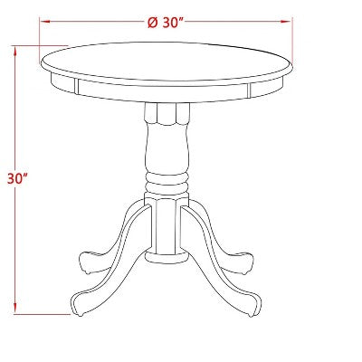 HomeStock Belmont 3-Pc Dinette Set - 2 Parson Dining Chairs and 1 Dining Room Table (Mahogany Finish)
