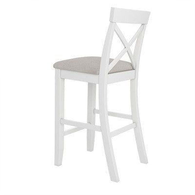 3-Piece Farmhouse Bar Height Dining Table Set Kitchen Breakfast Nook Counter Height Dining Set Small Dinette with 2 Cushioned Chairs-HABITRIO