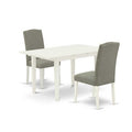 HomeStock 3-Piece Linen White Finish Rectangular Solid Wood Top With Butterfly Leaf Dining Table Set