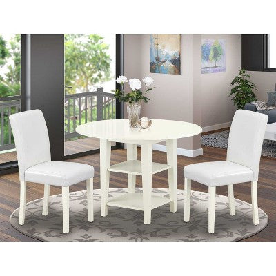 Modern Dining Set 3pc - Round Table & 2 Parsons Chairs - 42 Inch - City Chic Design