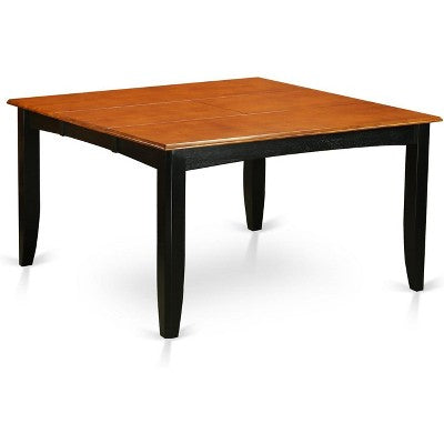 HomeStock Belmont 9Pc Square 36/54 Inch Family Table With 18 In Butterfly Leaf And 8 Wood Seat Dining Chairs