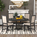 5-Piece Dining Set with Extendable Round Table and 4 Upholstered Chairs - ModernLuxe