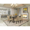 HomeStock Belmont 7 Piece Dining Set Consist of a Rectangle Dining Room Table , 6 Brown Linen Fabric Upholstered Parson Chairs, 36x60 Inch, Cappuccino