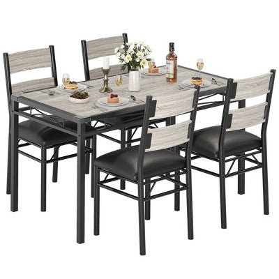 Dining Table Set for 4, Dining Room Table Set, Wood Kitchen Table and Chairs Set of 4 with Upholstered Chairs for, Kitchen Room, Apartment