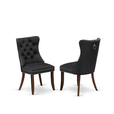 HomeStock Belmont 5 Piece Dining Room Set Consists of a Round Kitchen Table with Dropleaf and 4 Upholstered Chairs, Mahogany