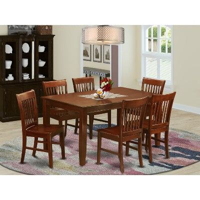 HomeStock Belmont Formal Dining Room Set-Dinette Table And Dinette Chairs, Mahogany