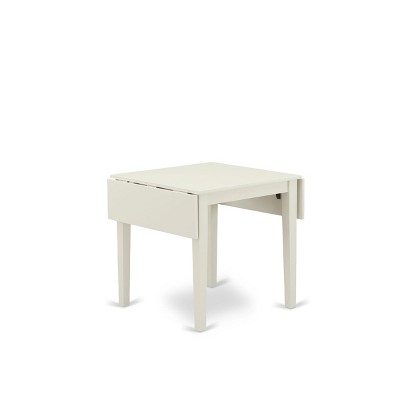 HomeStock Belmont Dining Set 5 Pc - 4 Chairs For Dining Room and a wood dining table - Linen White Finish Solid wood - Baby Blue Color Linen Fabric