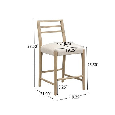 Christopher Knight Home Daniel 3 Piece Farmhouse Rubberwood Upholstered Counter Height Dining Chairs with Fluted Table