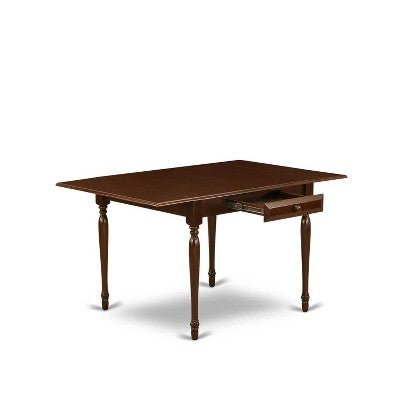 5-Piece Mahogany Finish Solid Wood Top - Rectangular Upholstered Dining Room Set - Seats 4