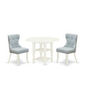 HomeStock 3-Pc Linen White Finish Solid Wood Top Dining Table Set