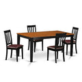 HomeStock 5-Pc Black and Cherry Finish Solid Wood Top - Dining Room Set - Seats 4
