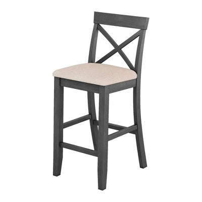 3-Piece Farmhouse Bar Height Dining Table Set Kitchen Breakfast Nook Counter Height Dining Set Small Dinette with 2 Cushioned Chairs-HABITRIO
