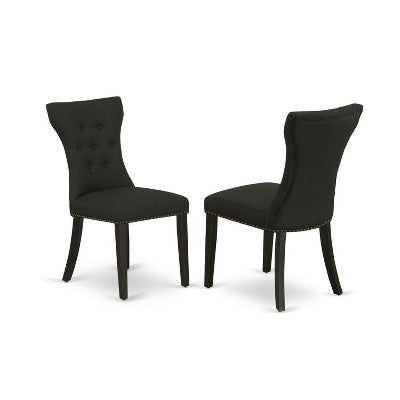 HomeStock Belmont 5-Pc Round Dining Set Included a Kitchen Table & 4 Parson Chairs, Wirebrushed Black Finish