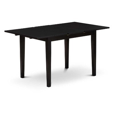 HomeStock 3-Pc Black Finish Rectangular Solid Wood Top with Butterfly Leaf Dining Table Set
