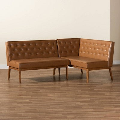 2pc Riordan Wood Dining Nook Banquette Set - Baxton Studio