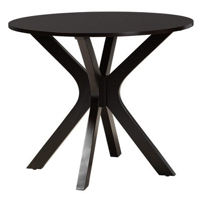 Baxton Studio Linnet Mid-Century Modern Wood and Rattan 5-Piece Dining Set