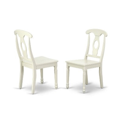 HomeStock Belmont 5PC Round 42 inch Table and 4 Panel Back Chairs, Linen White