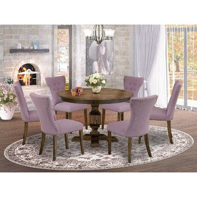 HomeStock 3-Piece Distressed Jacobean Finish Solid Wood Top Dining Table with 2 Chairs