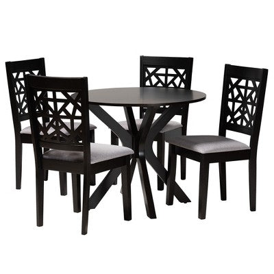 Baxton Studio Karel Modern Fabric and Wood Dining Set