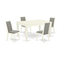 HomeStock 5-Piece Rectangle Buttermilk & Cherry Finish Solid Wood Top Dining table with 4 Chairs with Butterfly Leaf