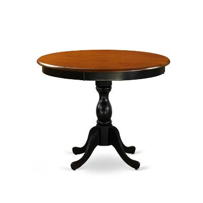 3-Piece Black and Cherry Finish Solid Wood Top - Round Dining Room Set - Seats-4