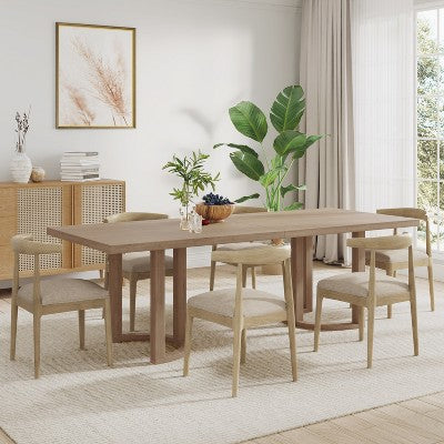 Christopher Knight Home Dason 7 Piece Mid-Century Modern Dining Set with Upholstered Chairs and Minimalist Table