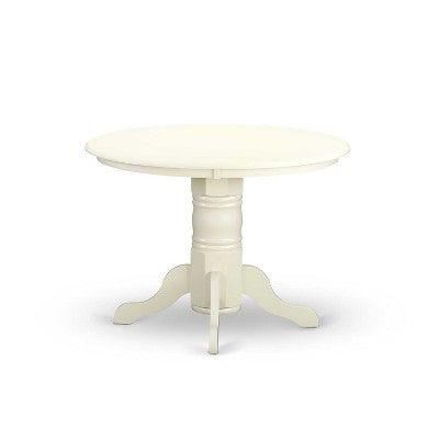 3-Piece Linen white Solid Wood Top - Round Dining Room Set - Seats 4